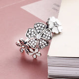 925 Sterling Silver Pan Ring Bouquet Flower Ring For Women