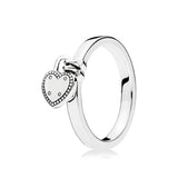 925 Silver Pan Ring Crown Heart Crystal Women Wedding Party Jewelry