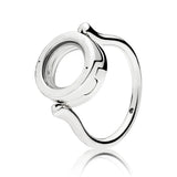 925 Silver Pan Ring Crown Heart Crystal Women Wedding Party Jewelry