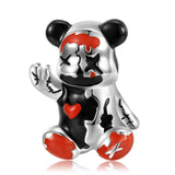 925 Silver Panda Violence Bear Enamel Charm for Women DIY Bracelet