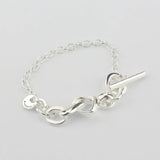 925 Silver Heart Knot Bracelet T-clasp Fit Bead Charm Women