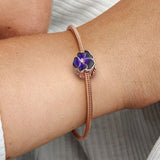 925 Sterling Silver Pansy Charm Beads for Bracelet Jewelry Women