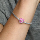 925 Sterling Silver Pansy Charm Beads for Bracelet Jewelry Women