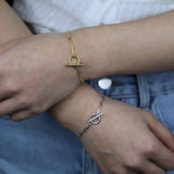 Sterling Silver Paper Clip Chain Bracelet with Toggle Clasp