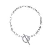 Sterling Silver Paper Clip Chain Bracelet with Toggle Clasp