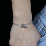 925 Silver Paper Clip Chain Toggle Clasp Bracelet
