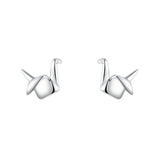 925 Silver Paper Crane Stud Earrings Romantic 14k Jewelry