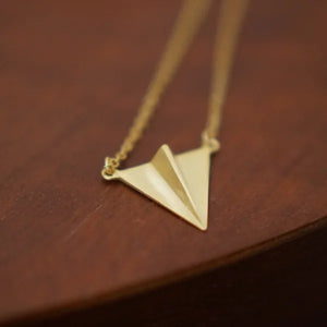 925 Silver Paper airplane Necklace Pendant Lady Gift