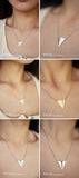 925 Silver Paper airplane Necklace Pendant Lady Gift