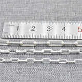 925 Silver Paperclip Chain Necklace 2.5-3.5mm 18-36 Inches