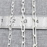 925 Silver Paperclip Chain Necklace 2.5-3.5mm 18-36 Inches