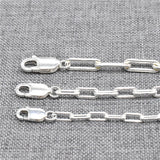 925 Silver Paperclip Chain Necklace 2.5-3.5mm 18-36 Inches