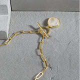 925 Silver Paperclip Chain Clear Quartz Pendant Necklace
