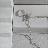 925 Silver Paperclip Chain Clear Quartz Pendant Necklace