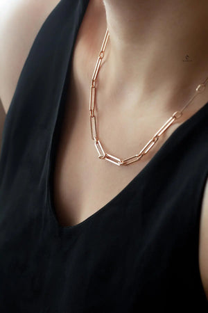 925 Silver Paperclip Link Chain Necklace, Layering Chain
