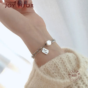 925 Silver Party Bracelet Vintage English Letter Tag Thai Silver Jewelry
