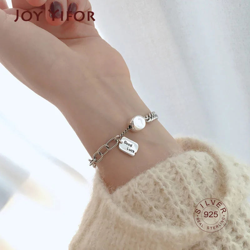925 Silver Party Bracelet Vintage English Letter Tag Thai Silver Jewelry