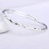 925 Silver Cuff Bracelet for Women Couples - Adjustable Wedding Jewelry Gift