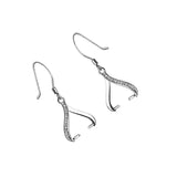 925 Silver Pearl Round Bead Semi Mount Drop Earrings