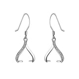 925 Silver Pearl Round Bead Semi Mount Drop Earrings