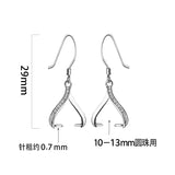 925 Silver Pearl Round Bead Semi Mount Drop Earrings