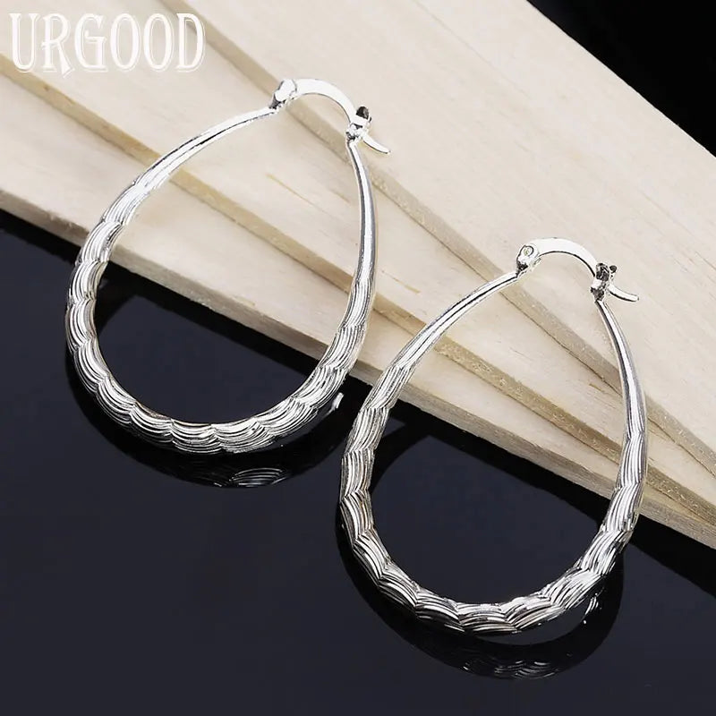 925 Silver U-Shaped Earrings Engagement Wedding Party Jewelry