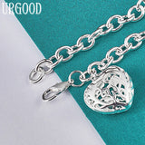 925 Silver Hollow Heart Pendant Chain Bracelet for Women Men