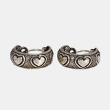 925 Silver Patterned Ear Hoops Retro Punk Rock Jewelry