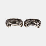 925 Silver Patterned Ear Hoops Retro Punk Rock Jewelry