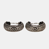 925 Silver Patterned Ear Hoops Retro Punk Rock Jewelry