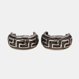 925 Silver Patterned Ear Hoops Retro Punk Rock Jewelry