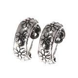 925 Silver Patterned Ear Hoops Retro Punk Rock Jewelry