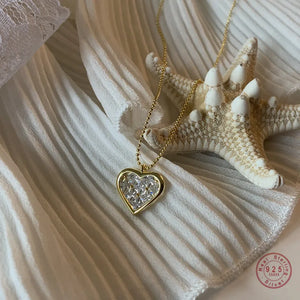 925 Sterling Silver Crystal Heart Pendant Necklace
