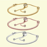 925 Silver Heart Clasp Chain Bracelet - Women