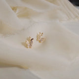 Sterling Silver Butterfly Stud Earrings with Zircon