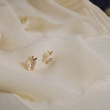 Sterling Silver Butterfly Stud Earrings with Zircon