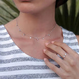 925 Silver CZ Disco Drip Drop Pendant Necklace Choker Charm Women