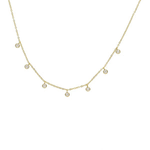 925 Silver CZ Disco Drip Drop Pendant Necklace Choker Charm Women