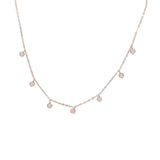 925 Silver CZ Disco Drip Drop Pendant Necklace Choker Charm Women