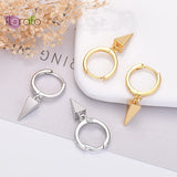 925 Silver Pave Crystal Hoop Earrings Dangle Geometry Feather Huggie Circle