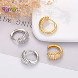 925 Silver Pave Crystal Hoop Earrings Dangle Geometry Feather Huggie Circle
