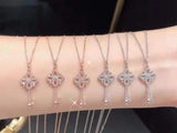 925 Silver Key Pendant Necklace 14k Plating Women Dress Jewelry