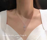 925 Silver Key Pendant Necklace 14k Plating Women Dress Jewelry