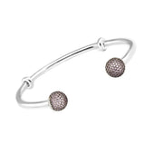 925 Sterling Silver Pink CZ Bangle Charms Beads - Fits Europe Bracelet