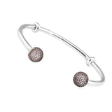 925 Sterling Silver Pink CZ Bangle Charms Beads - Fits Europe Bracelet