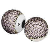 925 Sterling Silver Pink CZ Bangle Charms Beads - Fits Europe Bracelet