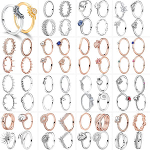 925 Silver Pave Women Rings Clear Zircon Charm Jewelry