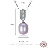 925 Silver Zircon Pearl Pendant Necklace Chain Wedding