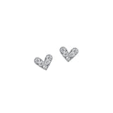 925 Sterling Silver Heart Stud Earrings Pave Zircon Sweet Small Ear Jewelry