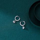 925 Silver Zircon Lock Hoop Earrings Birthday Gift
